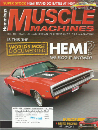 HEMMINGS MUSCLE MACHINES 2008 MAR - HEMI CHARGER, SS396, MACH 1, 327 REBEL